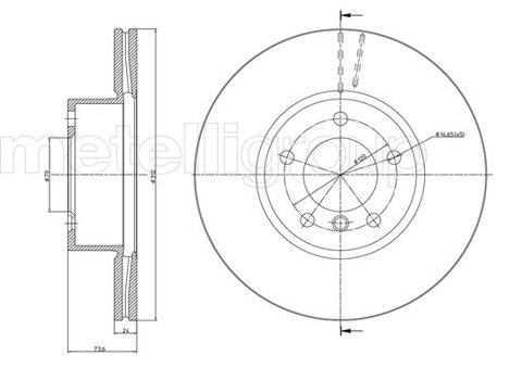 Obrázok Brzdový kotúč METELLI predna naprava, vetraný, 312mm 23-0986C (230986C)