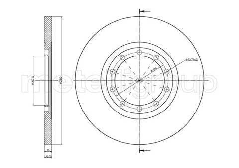 Obrázok Brzdový kotúč METELLI Zadna naprava, plne, 280mm 23-0998C (230998C)