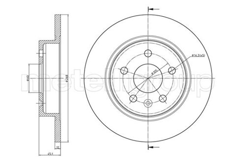 Obrázok Brzdový kotúč METELLI Zadna naprava, plne, 268mm 23-1002C (231002C)