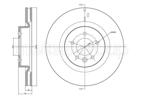 Obrázok Brzdový kotúč METELLI predna naprava, vetraný, 360mm 23-1067C (231067C)