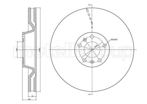 Obrázok Brzdový kotúč METELLI predna naprava, vetraný, 360mm 23-1102C (231102C)