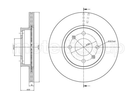 Obrázok Brzdový kotúč METELLI predna naprava, vetraný, 252mm 23-1104 (231104)