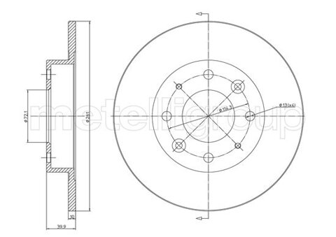 Obrázok Brzdový kotúč METELLI Zadna naprava, plne, 260,8mm 23-1111C (231111C)