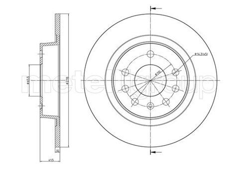 Obrázok Brzdový kotúč METELLI Zadna naprava, plne, 277,9mm 23-1205C (231205C)