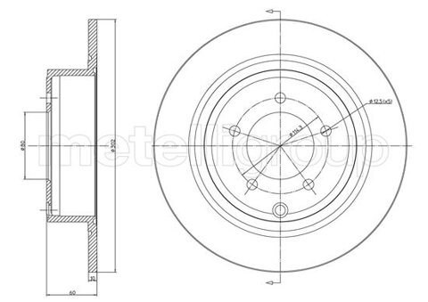 Obrázok Brzdový kotúč METELLI Zadna naprava, plne, 302mm 23-1223C (231223C)