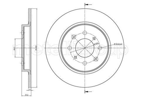 Obrázok Brzdový kotúč METELLI Zadna naprava, vetraný, 260mm 23-1311C (231311C)