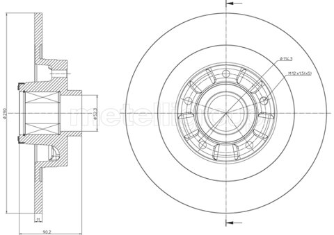 Obrázok Brzdový kotúč METELLI Zadna naprava, plne, 290mm 23-1502 (231502)