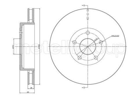 Obrázok Brzdový kotúč METELLI Zadna naprava, vetraný, 349,8mm 23-1560C (231560C)