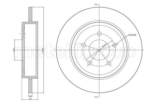 Obrázok Brzdový kotúč METELLI Zadna naprava, plne, 301,5mm 23-1643C (231643C)