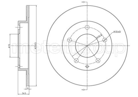 Obrázok Brzdový kotúč METELLI Zadna naprava, plne, 250,8mm 23-1741C (231741C)