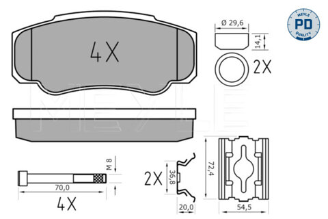 Obrázok Sada brzdových platničiek kotúčovej brzdy MEYLE GERMANY Autoparts AG 025 239 2120/PD