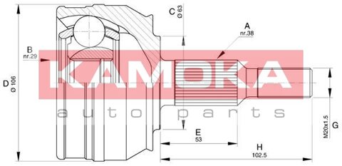 Obrázok Sada kĺbov hnacieho hriadeľa Kamoka Auto Parts 6079