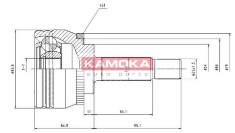 Obrázok Sada kĺbov hnacieho hriadeľa Kamoka Auto Parts 7056