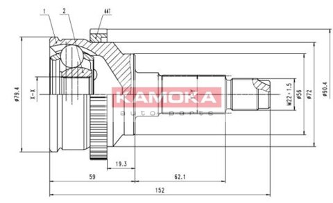 Obrázok Sada kĺbov hnacieho hriadeľa Kamoka Auto Parts 7194