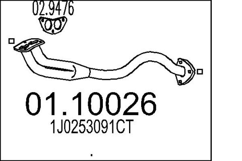 Obrázok Výfukové potrubie MTS predne, 0mm, 3,3kg, 860mm 01.10026 (0110026)