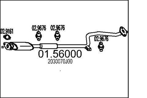 Obrázok Stredný tlmič výfuku MTS 0mm, 6,57kg, 1840mm 01.56000 (0156000)