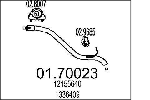 Obrázok Výfukové potrubie MTS SILENZIATORI S.P.A 01.70023