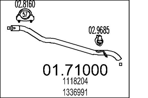Obrázok Výfukové potrubie MTS SILENZIATORI S.P.A 01.71000