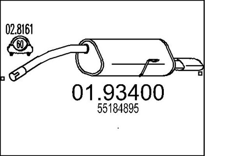 Obrázok Koncový tlmič výfuku MTS 0mm, 12,3kg, 1140mm 01.93400 (0193400)