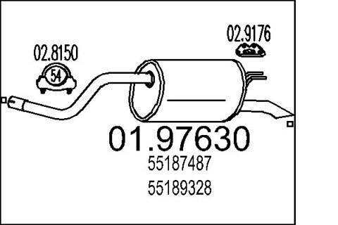 Obrázok Koncový tlmič výfuku MTS 0mm, 6,1kg, 1200mm 01.97630 (0197630)