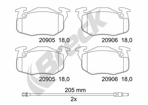 Obrázok Sada brzdových platničiek kotúčovej brzdy BRECK 20905 00 702 10