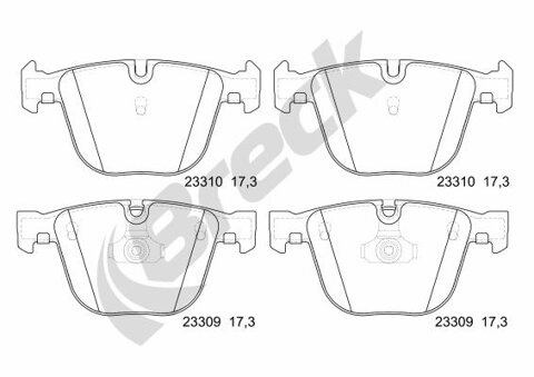Obrázok Sada brzdových platničiek kotúčovej brzdy BRECK 23309 00 702 10
