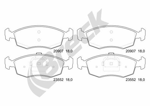 Obrázok Sada brzdových platničiek kotúčovej brzdy BRECK 23552 00 702 00
