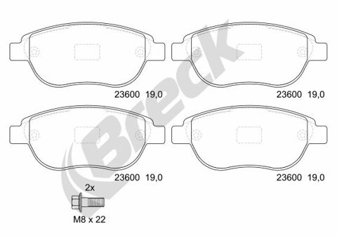 Obrázok Sada brzdových platničiek kotúčovej brzdy BRECK 23600 00 701 00