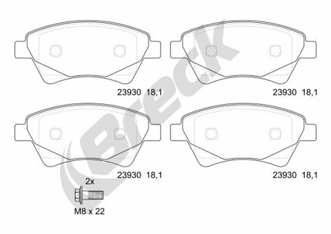 Obrázok Sada brzdových platničiek kotúčovej brzdy BRECK 23930 00 702 00