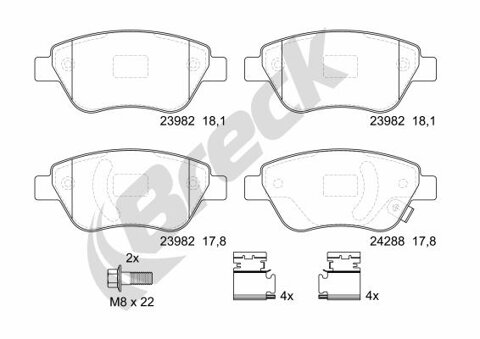 Obrázok Sada brzdových platničiek kotúčovej brzdy BRECK 23982 00 702 10