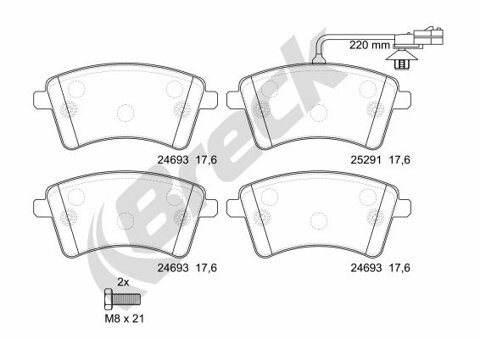 Obrázok Sada brzdových platničiek kotúčovej brzdy BRECK 24693 00 701 10