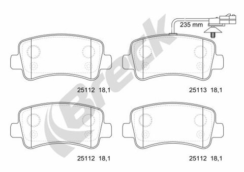 Obrázok Sada brzdových platničiek kotúčovej brzdy BRECK 25112 00 703 10