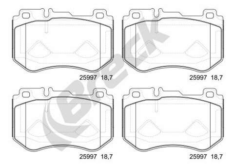 Obrázok Sada brzdových platničiek kotúčovej brzdy BRECK 25997 00 701 00